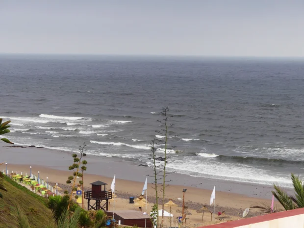 Coastal view of Safi's fishing port and beach